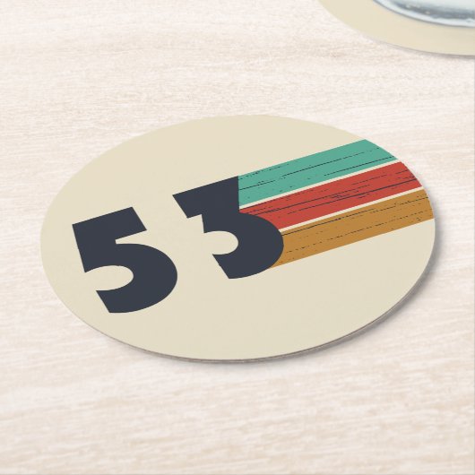 1953生まれ年のヴィンテージ ラウンドペーパーコースター (アングル)