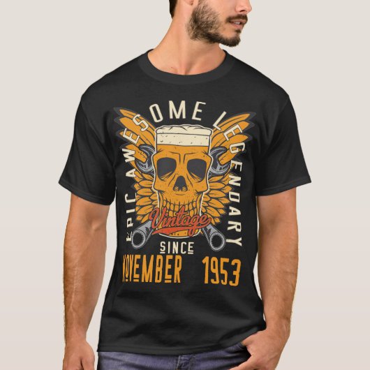 1953生まれ年11月ヴィンテージ誕生日 Tシャツ (正面)