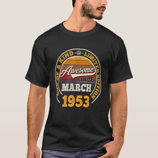 1953素晴らし年3月70日誕生日70歳 Tシャツ (正面)