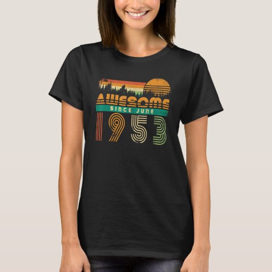 1953素晴らし年6月以来誕生日女子男性へV Tシャツ (正面)