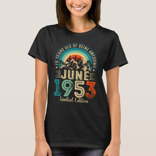 1953素晴らし年6月70日誕生日70年 Tシャツ (正面)