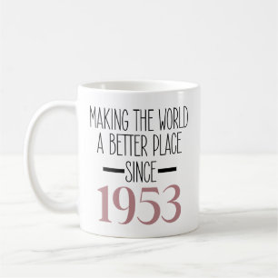 1953誕生日コーヒー,女性のための第70誕生日ギフト コーヒーマグカップ