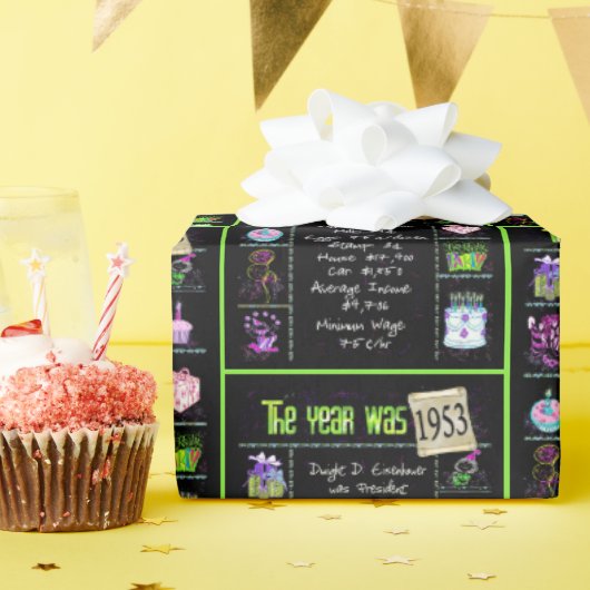 1953誕生日年トリビア ラッピングペーパー (誕生日パーティー)