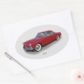 1953赤いクラシック車のシール 楕円形シール (封筒)