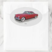 1953赤いクラシック車のシール 楕円形シール (バッグ)