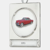 1953赤クラシックカーバナーオーナメント シルバープレートバナーオーナメント (左)