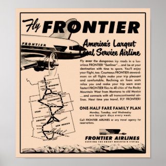 1953 Frontier Airlines Ad Reprint ポスター