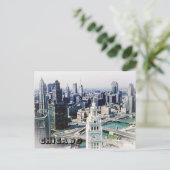 1954年シカゴ空撮風景（トリビューンタワーから西方向）写真 ポストカード (スタンド正面)