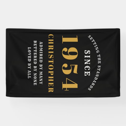 1954年生まれ 70歳誕生日 おめでとう [名前] ブラックゴールド 横断幕 (横)