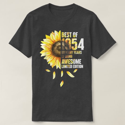 1954最高の年のひまわり誕生誕生日年 Tシャツ (デザイン正面)