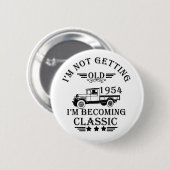 1954生まれ年のヴィンテージ生誕生月贈り物 缶バッジ (正面&裏面)