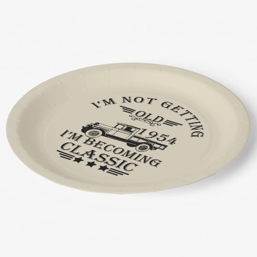 1954生まれ年のヴィンテージ70歳の誕生日はギフトを祝う ペーパープレート (アングル)