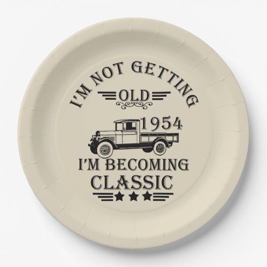 1954生まれ年のヴィンテージ70歳の誕生日はギフトを祝う ペーパープレート (正面)