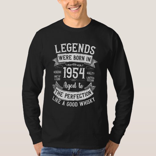 1954生まれ年の伝説は良いウィスキーのレゲンのように熟成 Tシャツ (正面)