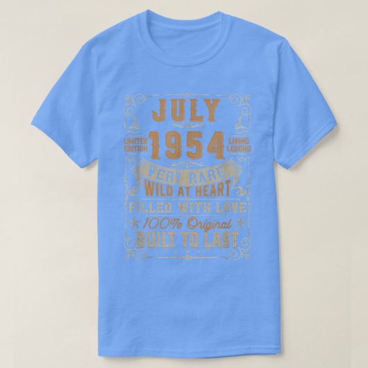 1954生まれ年7月68誕生日ギフトレトロ68年 Tシャツ (デザイン正面)