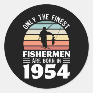 1954生まれ年70誕生日魚釣りギフトの漁師 ラウンドシール