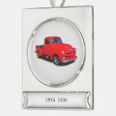 1954 3100赤ピックアップトラックバナーオーナメント シルバープレートバナーオーナメント (左)
