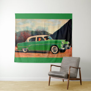 1954 Dodge 王室の V8緑 タペストリー