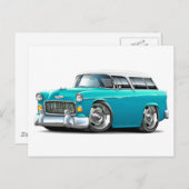 1955シェヴィーノマドターコイズ – ホワイトカー ポストカード (正面/裏面)