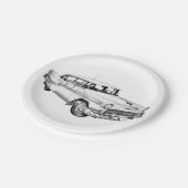 1955シボレーベルエアアンティークカーイラストレーション ペーパープレート (アングル)