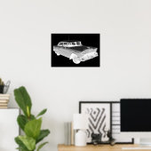 1955シボレーベルエアクラシックカーアート ポスター (ホームオフィス)