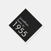 1955シンプル年生まれブラック70th Birthday Party スタンダードカクテルナプキン (角)