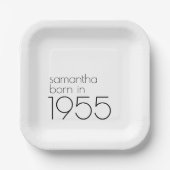 1955シンプル年生まれブラック70th Birthday Party ペーパープレート (正面)