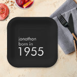 1955シンプル年生まれ70th Birthday Party Black ペーパープレート<br><div class="desc">1955シンプル年70th Birthday Party White on Black生まれ.シンプル上品。お客様の要件に合わせて文字を容易にカスタマイズ</div>