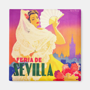 1955フェリアデセビリアスペインヴィンテージ旅行磁石 マグネット