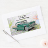 1955レトロ車の道路地図 長方形シール (封筒)