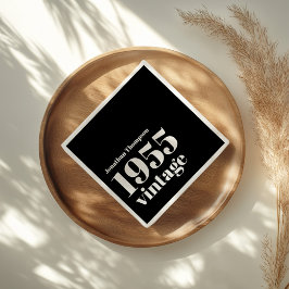 1955ヴィンテージ名ブラック70th誕生日パーティー スタンダードカクテルナプキン