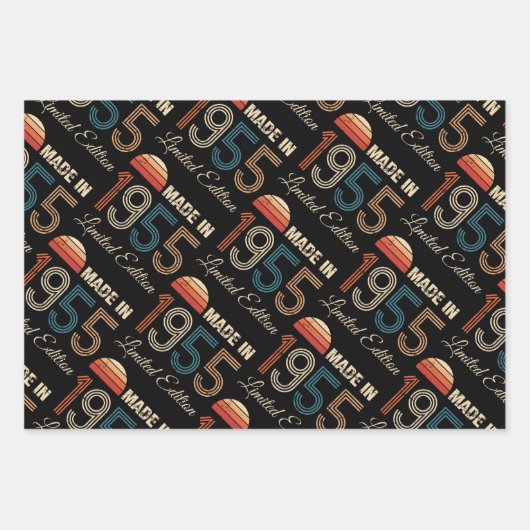 1955ヴィンテージ70誕生日 ラッピングペーパーシート (正面)