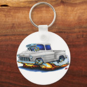 1955山形ステップサイドピックアップホワイトトラック キーホルダー (正面)