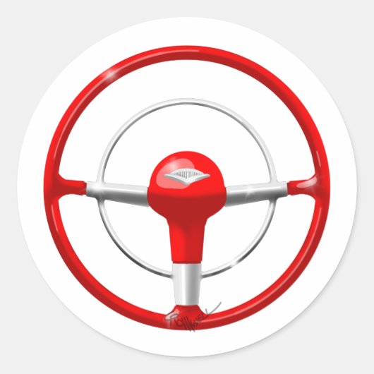 1955山形レッドステアリングホイール ラウンドシール (正面)