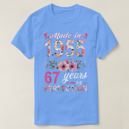1955年に作られたフローラ67歳67誕生日ギフト Tシャツ (デザイン正面)