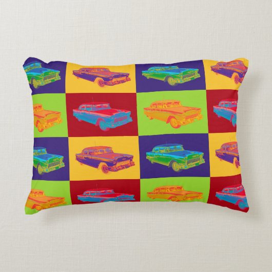 1955年のシボレーBel Airのポップアート アクセントクッション (正面)