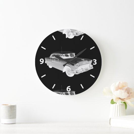 1955年のシボレーBel Airクラシックな車の芸術 ラージ壁時計 (ホーム)