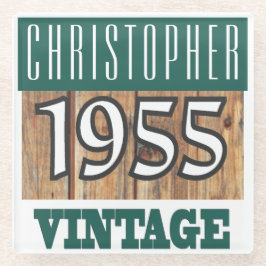 1955年の名前のヴィンテージガラスコースター ガラスコースター