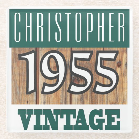 1955年の名前のヴィンテージガラスコースター ガラスコースター (正面)
