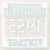 1955年の名前のヴィンテージガラスコースター ガラスコースター (裏面)