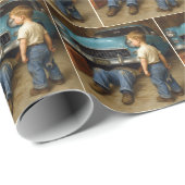 1955年の山形の男の子のパパ作品 ラッピングペーパー (ロールコーナー)