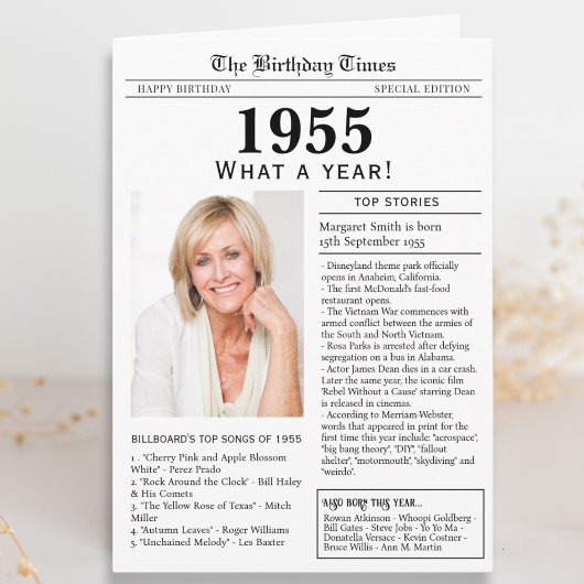 1955年の新聞バースデーカード カード