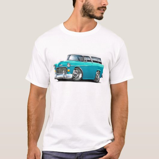 1955年のChevyの遊牧民のターコイズ白の車 Tシャツ (正面)