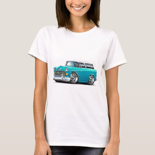 1955年のChevyの遊牧民のターコイズ白の車 Tシャツ (正面)