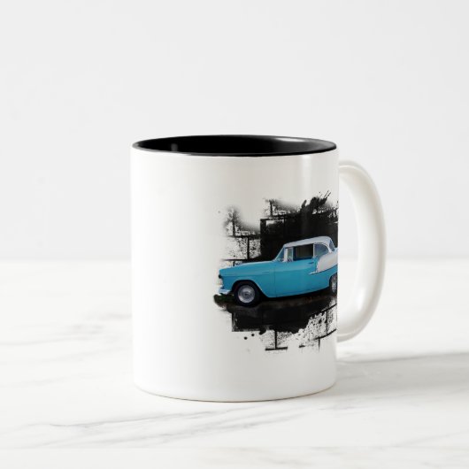 1955年のChevyベルエアクラシックな車マグ ツートーンマグカップ (正面右)