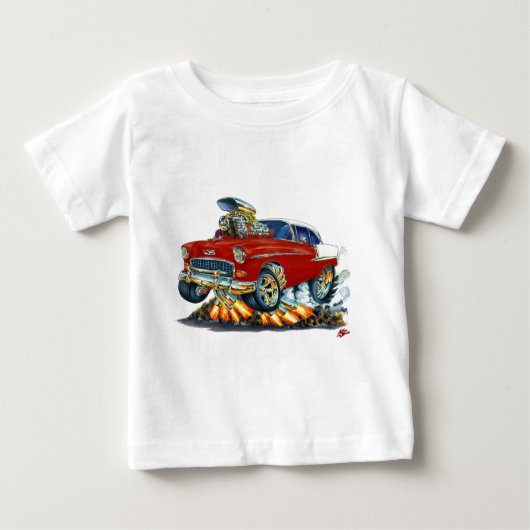 1955年のChevy Belairのあずき色車 ベビーTシャツ (正面)
