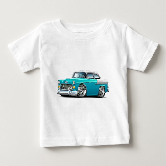 1955年のChevy Belairのターコイズ白の車 ベビーTシャツ (正面)