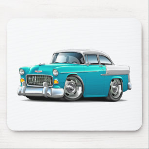 1955年のChevy Belairのターコイズ白の車 マウスパッド