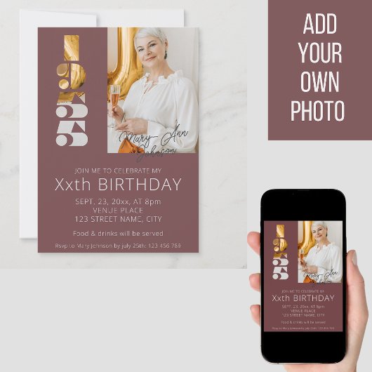 1955年ブルゴーニュ生まれで70歳の誕生日の写真 招待状