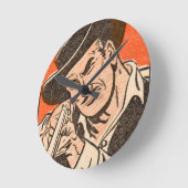 1955年ライフル付き黒い帽子の西の悪い男 ラウンド壁時計 (傾斜)